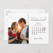 2020年3月の日付を保存するカレンダーピンクハート ポストカード (正面/裏面)