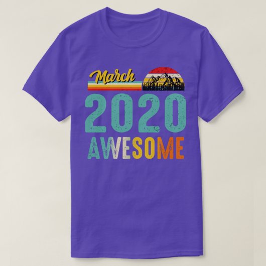 2020年3月誕生日ギフトシャツヴィンテージ2020年3月 Tシャツ (デザイン正面)
