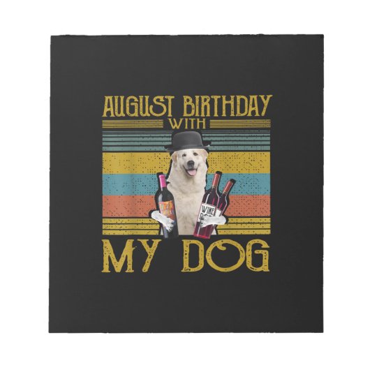 2020年8月のグレートピレネーズ犬との誕生日 ノートパッド (正面)
