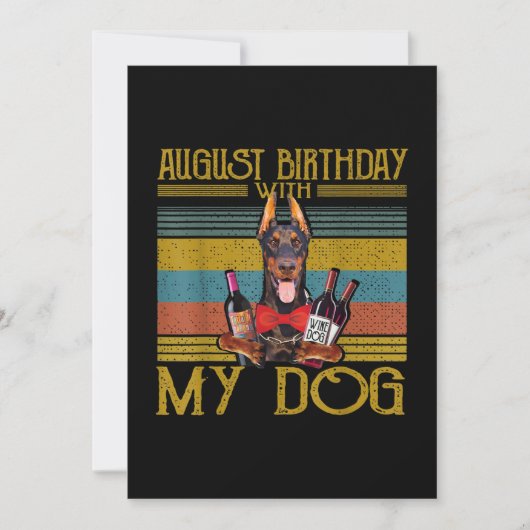 2020年8月ドーベルマン・ピンシャーの犬との誕生日 招待状 (正面)