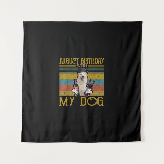 2020年8月誕生日とグレートピレニーズの犬 タペストリー (正面)