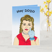 2020年、ばいばーい!お尻にキスして Funny New Year's カード (黄色い花)