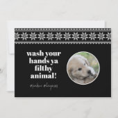 2020年 手を洗おう 面白いユーモアスウェーター 可愛い犬の写真 シーズンカード (正面)