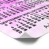 2020年 月別カレンダー ピンク ウォーターカラー 3枚の写真 ポスター (角)