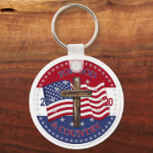 2020年、神と国の十字架とアメリカ国旗のために キーホルダー (正面)