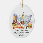 2020年、私たちを隔離したコロナ　ファストフードとビール セラミックオーナメント (右)