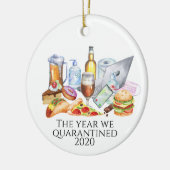 2020年、私たちを隔離したコロナ　ファストフードとビール セラミックオーナメント (左)