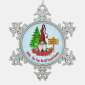 2020年 – 私たち全員が滞在した年格言 スノーフレークピューターオーナメント (正面)