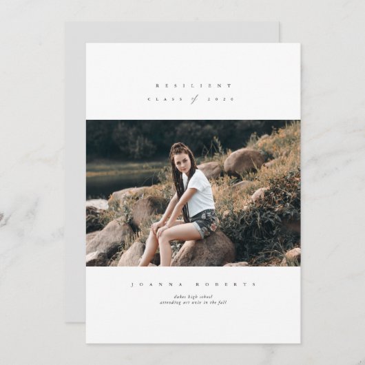 2020年 resilient 卒業生のためのセリフ卒業メッセージ 招待状 (正面/裏面)
