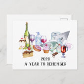 2020年Covid水色顔マスク年を覚える ポストカード (正面/裏面)