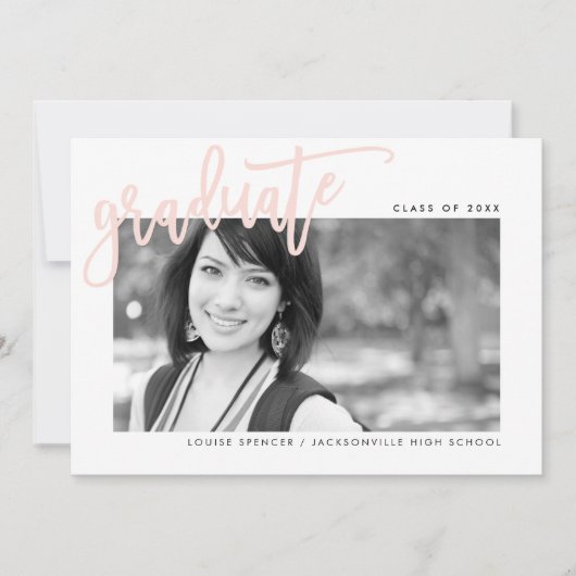 2020年GRADUATE LETTEREDモダン overlay赤面ピンク サンキューカード (正面)