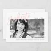 2020年GRADUATE LETTEREDモダン overlay赤面ピンク サンキューカード (正面/裏面)