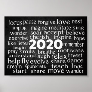 2020感動的年のVerb Word Cloud ポスター