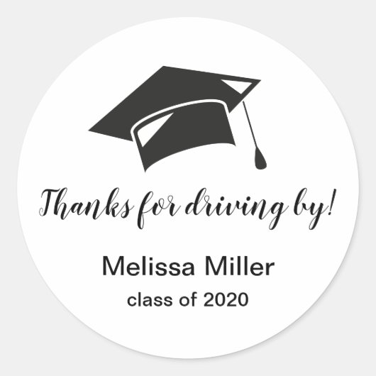 2020感謝してい年卒業クラスで運転 ラウンドシール (正面)