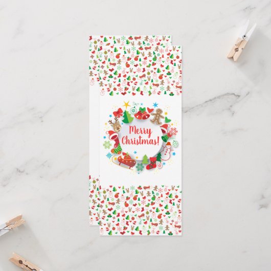 2020明けましておめでとう! クリスマスの冬休み カード (正面/裏面インサイチュ)