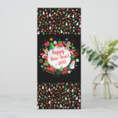 2020明けましておめでとう! クリスマスの冬休み カード (スタンド正面)