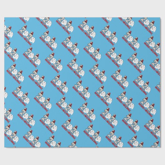 2020検疫トイレ紙メリークリスマスブルー ラッピングペーパー (フラット)