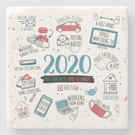 2020検疫ロックダウン活動 ストーンコースター (正面)