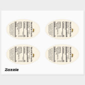 2020楕円形ミツバチ蜂蜜の栄養ファクトラベルイエロー 楕円形シール (シート)