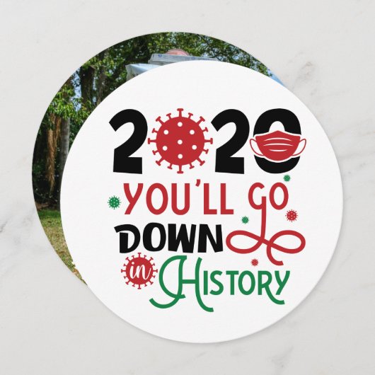 2020歴史の中でダウン |おもしろい写真 シーズンカード (正面/裏面)