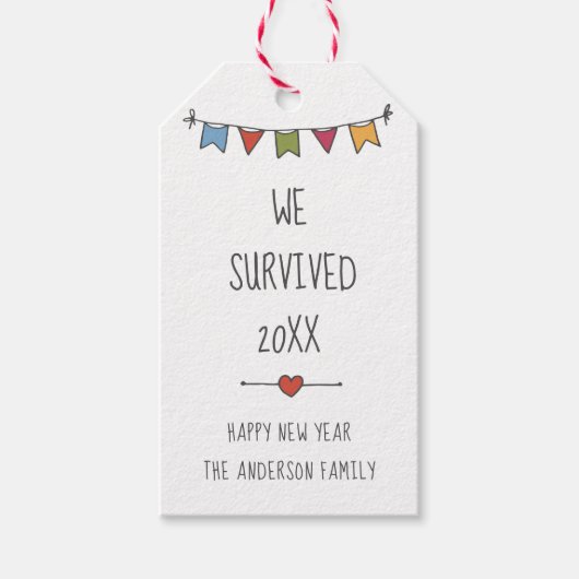 2020生き延び年おもしろい検疫休暇新年 ギフトタグ (正面)