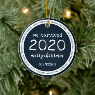2020生き延び年の名前Navy Blue セラミックオーナメント