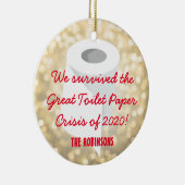 2020生き延び年!検疫おもしろい写真金ゴールド セラミックオーナメント (右)