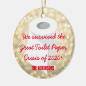 2020生き延び年!検疫おもしろい写真金ゴールド セラミックオーナメント (左)
