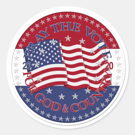 2020祈年神と国の国旗の投票 ラウンドシール (正面)