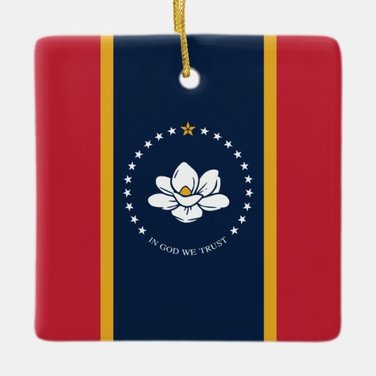 2020神に新しいミシシッピ州の旗を信頼する セラミックオーナメント (正面)