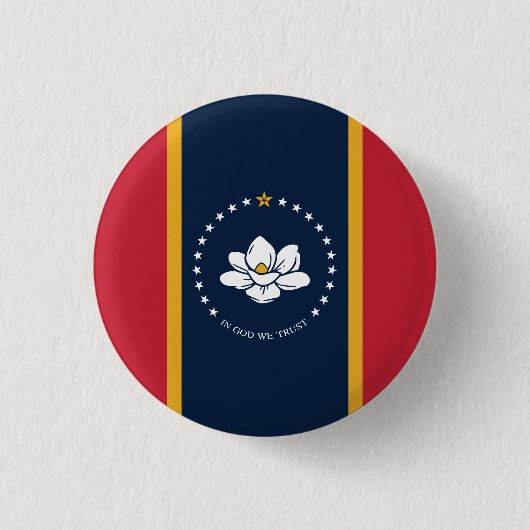 2020神に新しいミシシッピ州の旗を信頼する 缶バッジ (正面)