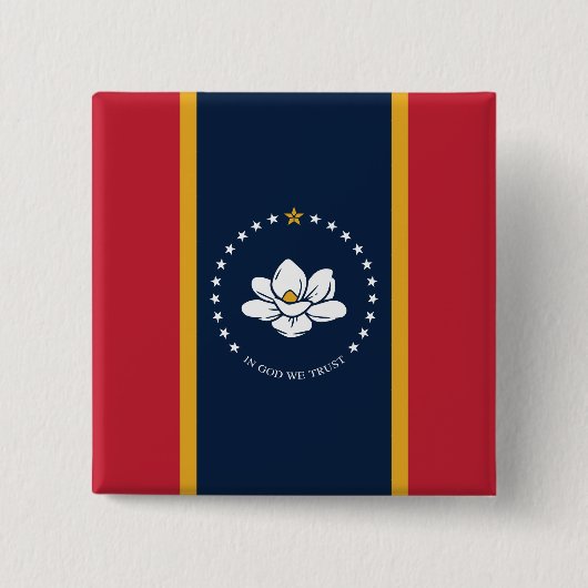 2020神に新しいミシシッピ州の旗を信頼する 缶バッジ (正面)