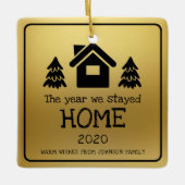 2020私たちは家の写真の金ゴールドを滞在した年フェイク セラミックオーナメント (正面)