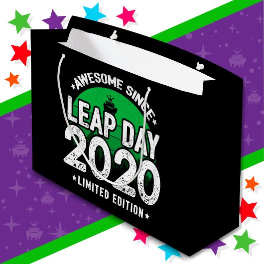 2020素晴らし年閏年日以後2月29誕生日 ラージペーパーバッグ