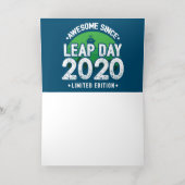 2020素晴らし年閏年日以後2月29誕生日 箔グリーティングカード (内側レイダウン)
