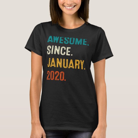 2020素晴らし年1月から3歳の誕生日 Tシャツ (正面)