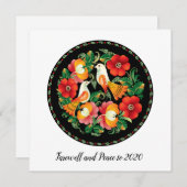 2020美しいフォークアート鳩への送別平和 シーズンカード (正面/裏面)