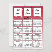 2020赤い雪片フォトカレンダー マグネット招待状 (正面)
