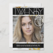 2020金ゴールド大理石モダンフォトフレーム卒業 招待状 (正面)