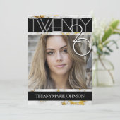 2020金ゴールド大理石モダンフォトフレーム卒業 招待状 (スタンド正面)