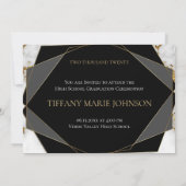 2020金ゴールド大理石モダンフォトフレーム卒業 招待状 (裏面)