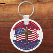 2020 あなたの票は大切です 十字架とアメリカ国旗 キーホルダー (正面)
