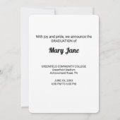 2020 オーダーメイド名前 卒業写真 発表 招待状 (裏面)