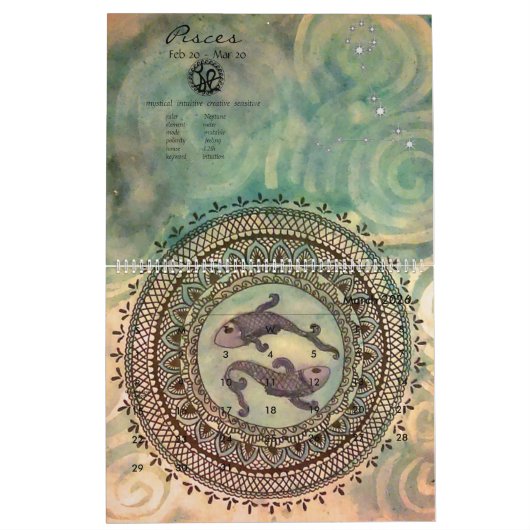 2020〔占星術の〕十二宮図カレンダー カレンダー (3月 2026)