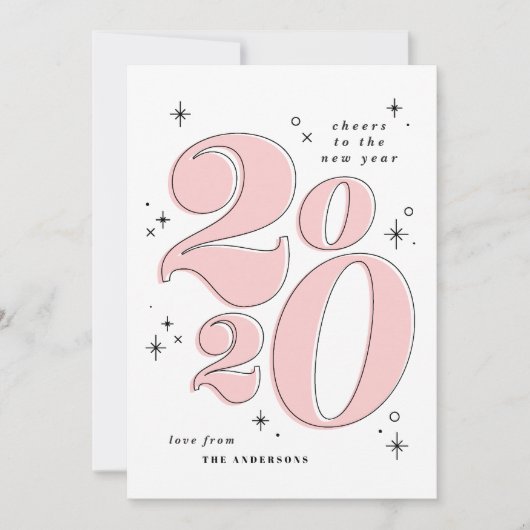 2020 太字新年のお祝い タイポグラフィ シーズンカード (正面)