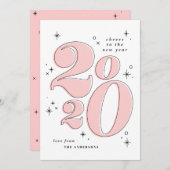 2020 太字新年のお祝い タイポグラフィ シーズンカード (正面/裏面)