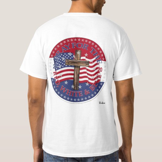 2020 赤白青の十字架旗のための祈り Tシャツ (裏面)