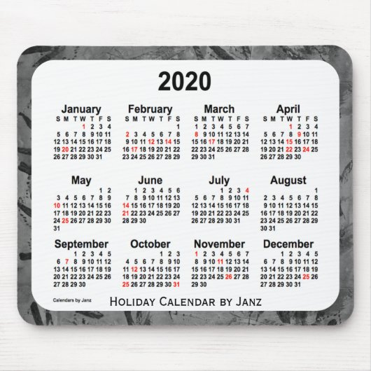 2020 Black Holiday Art Calendar by Janz Mouse pad マウスパッド (正面)