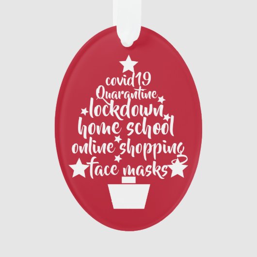 2020 Covid Tree facemask lockdown home school オーナメント (正面)