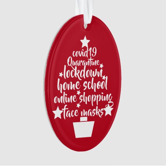 2020 Covid Tree facemask lockdown home school オーナメント (正面)